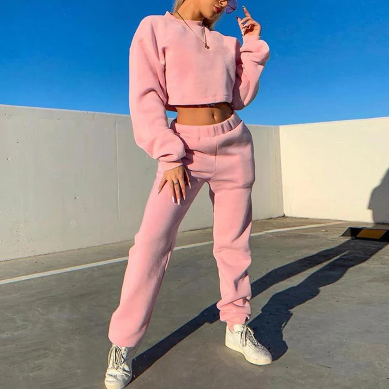 Women Casual Tracksuits Two Piece Set Solid Color O-Neck Short Tops + Long Pants 2 Piece Sets Woman Fashion Sport Jogging Suit
Women Casual Tracksuits Two Piece Set Solid Color O-Neck Short Tops + Long Pants 2 Piece Sets Woman Fashion Sport Jogging Suit