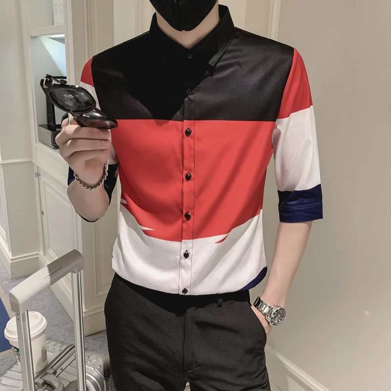 Loldeal British Style 3/4 Sleeve Shirt Men Color Matching Polyester Fiber Comfort
Loldeal British Style 3/4 Sleeve Shirt Men Color Matching Polyester Fiber Comfort