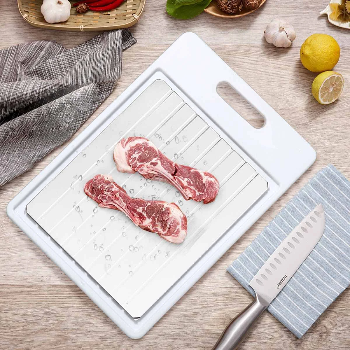 GEMITTO Defrosting Tray Thawing Plate for Faster Defrosting Frozen Food with Hole for Easily Hanging Thaw Master Kitchen Gadgets
GEMITTO Defrosting Tray Thawing Plate for Faster Defrosting Frozen Food with Hole for Easily Hanging Thaw Master Kitchen Gadgets