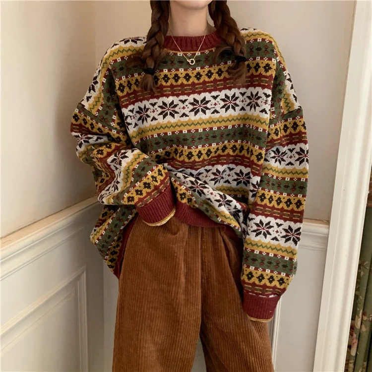 Women 's Pullover Sweater 2020 Youth Autumn Crew Neck Long Sleeve Stitching Color Retro Knitted Top
Women 's Pullover Sweater 2020 Youth Autumn Crew Neck Long Sleeve Stitching Color Retro Knitted Top