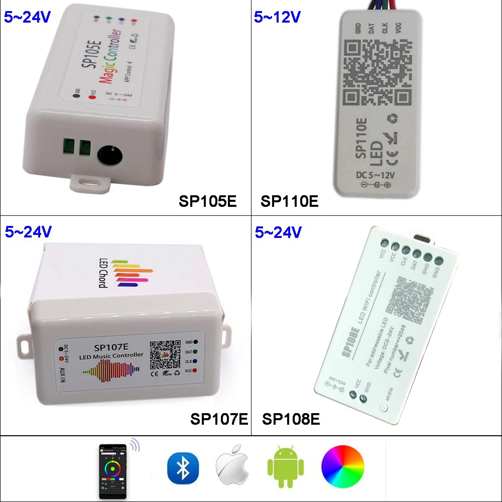 SP108E Wifi WS2811 WS2812B LED Music Controller SP107E SK6812 SP105E APA102 SP110E WS2801 Pixels LED Strip DC5-24V
SP108E Wifi WS2811 WS2812B LED Music Controller SP107E SK6812 SP105E APA102 SP110E WS2801 Pixels LED Strip DC5-24V