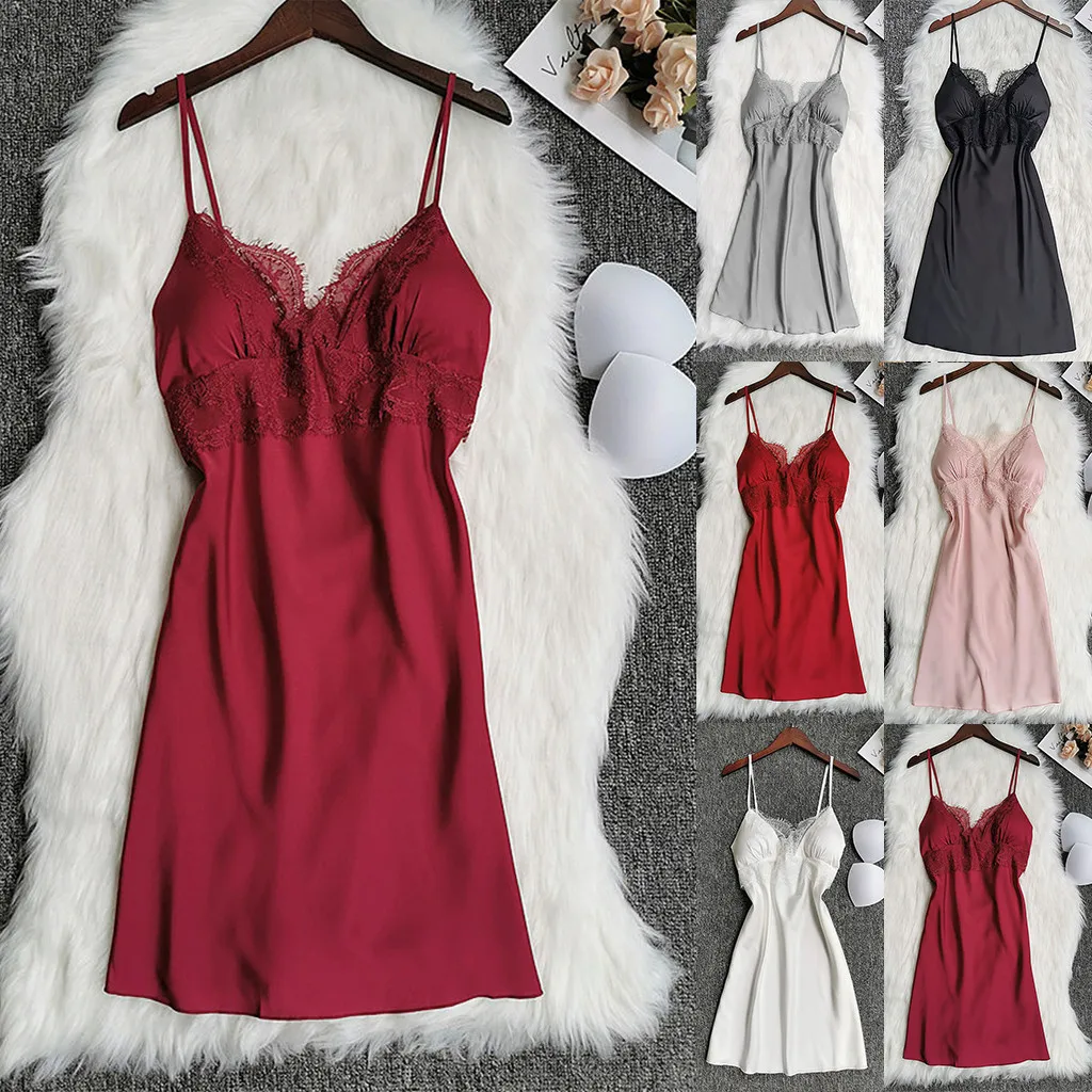 Ladies Nightdress Sexy Simulation Silk Lace Nightdress Solid Color Sexy Deep V-neck Multicolor Multi Size Nightdress 40*
Ladies Nightdress Sexy Simulation Silk Lace Nightdress Solid Color Sexy Deep V-neck Multicolor Multi Size Nightdress 40*