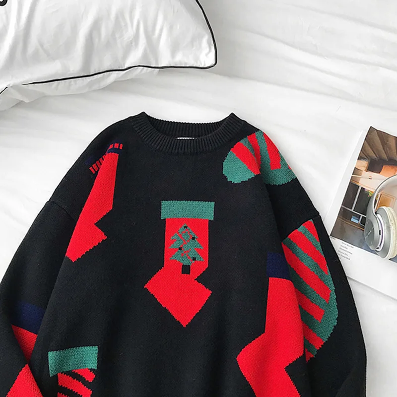 Neck Christmas Sweater Men's Winter Tide Vintage Color Matching Printed Loose Trendy Bottoming Sweater
Neck Christmas Sweater Men's Winter Tide Vintage Color Matching Printed Loose Trendy Bottoming Sweater