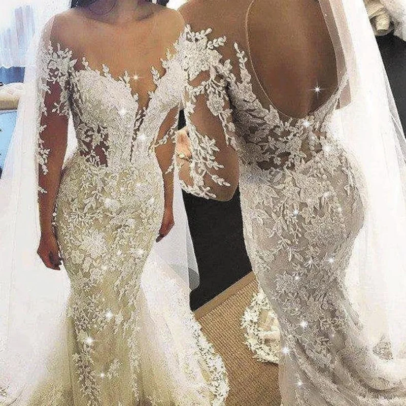 Custmize Mermaid Wedding Dresses Sexy Long Sleeve Backless Tulle Lace Beading Seqined Appliques 2019 New Vintage Bridal Gown
Custmize Mermaid Wedding Dresses Sexy Long Sleeve Backless Tulle Lace Beading Seqined Appliques 2019 New Vintage Bridal Gown