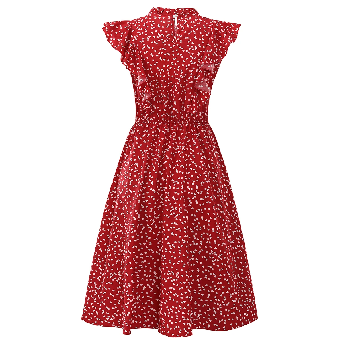 Women Elegant Summer Dress Ruffle Sleeve Casual Fitted Clothing 2020 Korean Fashion Red Dresses For Woman 
Women Elegant Summer Dress Ruffle Sleeve Casual Fitted Clothing 2020 Korean Fashion Red Dresses For Woman
