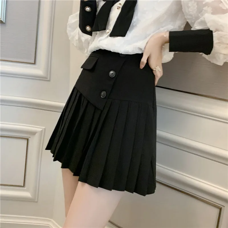New Preppy Style Black Pleated Mini Skirt Spring Summer Chic Button High Waist Short Skirt Female Cute Skirts
New Preppy Style Black Pleated Mini Skirt Spring Summer Chic Button High Waist Short Skirt Female Cute Skirts