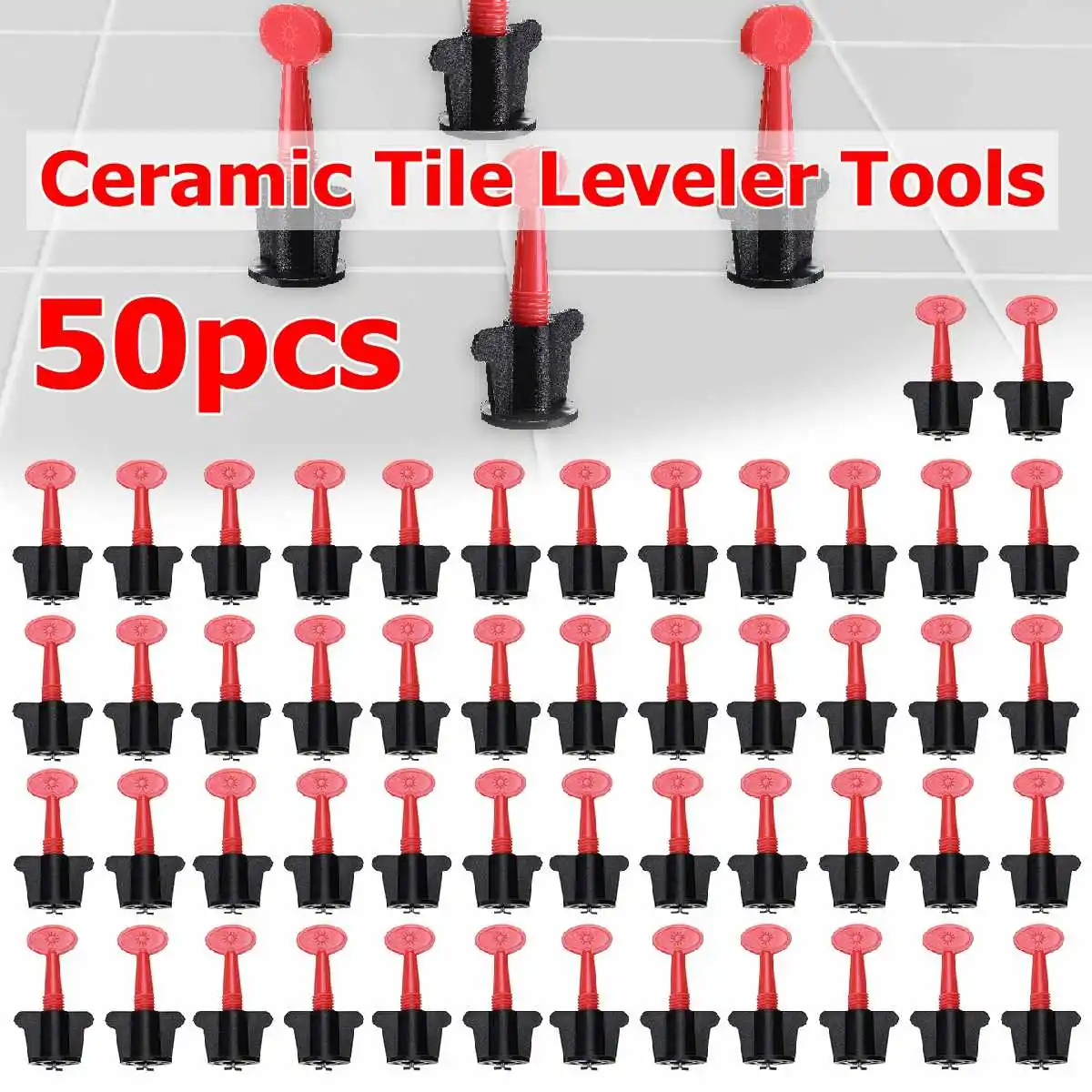 

50Pcs Flat Ceramic Floor Wall Construction Tools Reusable Tile Level Wedges Tile Spacers Kittile Leveling System Kit For Tile