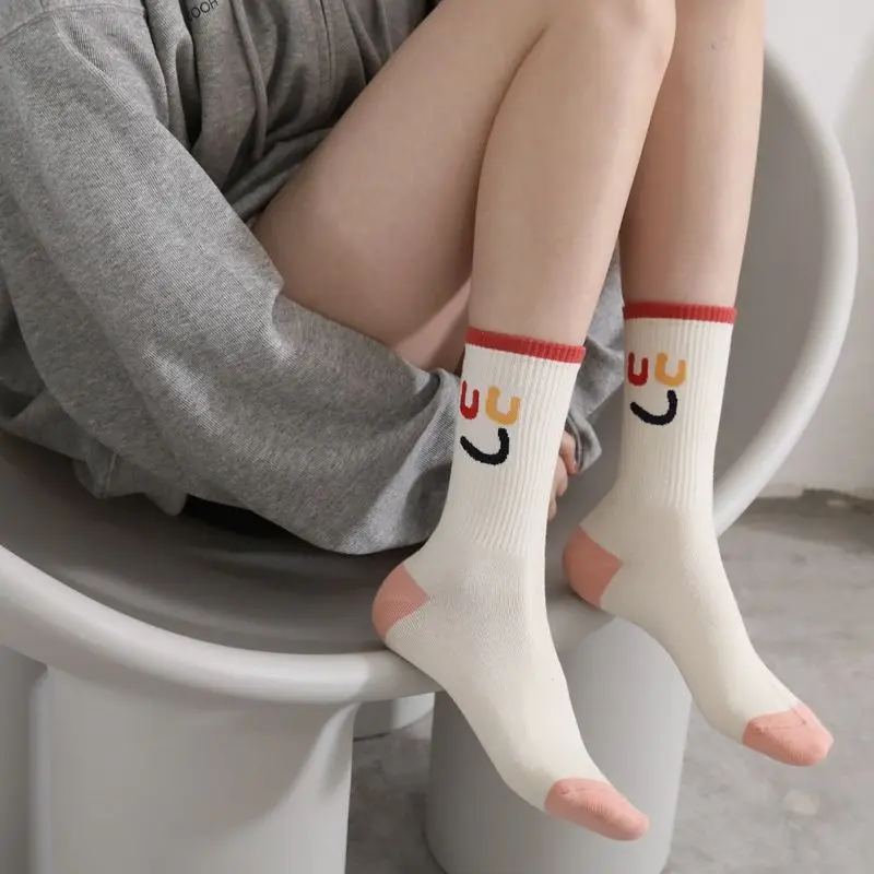 Anewmorn White Sport Socks Trendy Cotton Smiling Face Funny Cartoon Women Socken Cute Simple Casual Comfortable 200N Female Sock
Anewmorn White Sport Socks Trendy Cotton Smiling Face Funny Cartoon Women Socken Cute Simple Casual Comfortable 200N Female Sock