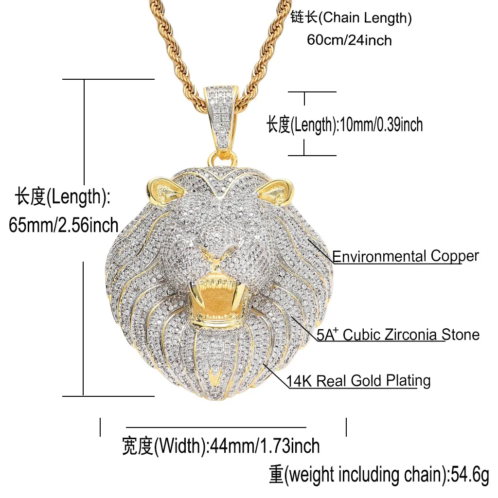 VEEMY Fashion Design Iced Out Micro Pave Cubic Zircon Lion Head Pendant Necklace For Men's Hip Hop Rock Jewelry
VEEMY Fashion Design Iced Out Micro Pave Cubic Zircon Lion Head Pendant Necklace For Men's Hip Hop Rock Jewelry