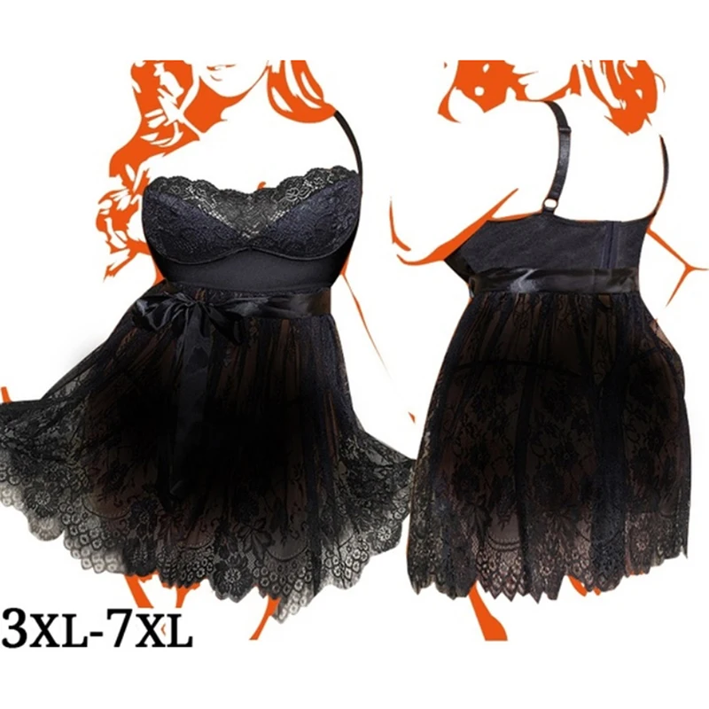 Sexy Women Plus Size Lingerie Solid Lace Sleeveless V Neck Nightgowns See Through Underwear Black Sleep Dress Nightdress XXL-5XL
Sexy Women Plus Size Lingerie Solid Lace Sleeveless V Neck Nightgowns See Through Underwear Black Sleep Dress Nightdress XXL-5XL