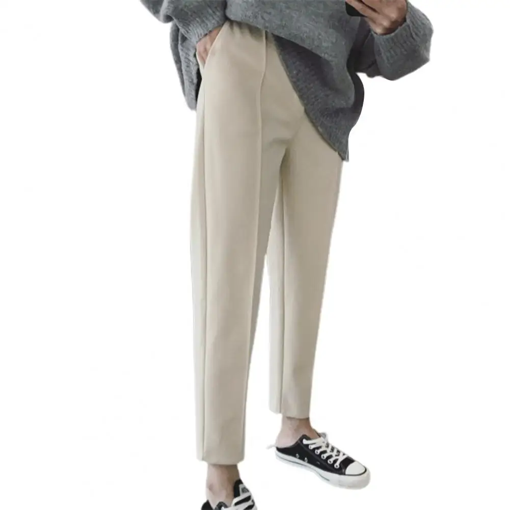 Lady Pencil Pants Solid Color Casual Woolen Thicken Loose Straight Harem Pants for Daily Wear
Lady Pencil Pants Solid Color Casual Woolen Thicken Loose Straight Harem Pants for Daily Wear