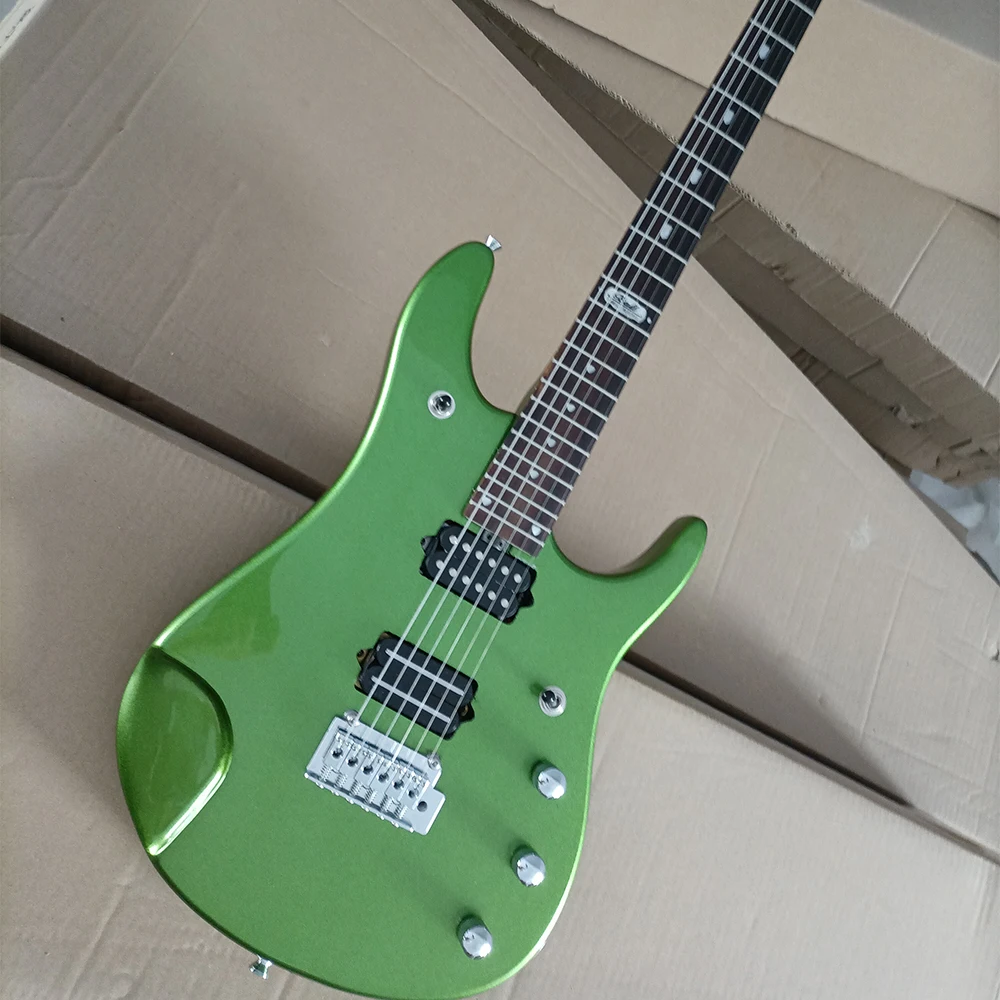Бесплатная доставка электрическая гитара с 6 струнами цвет металлик-зеленый