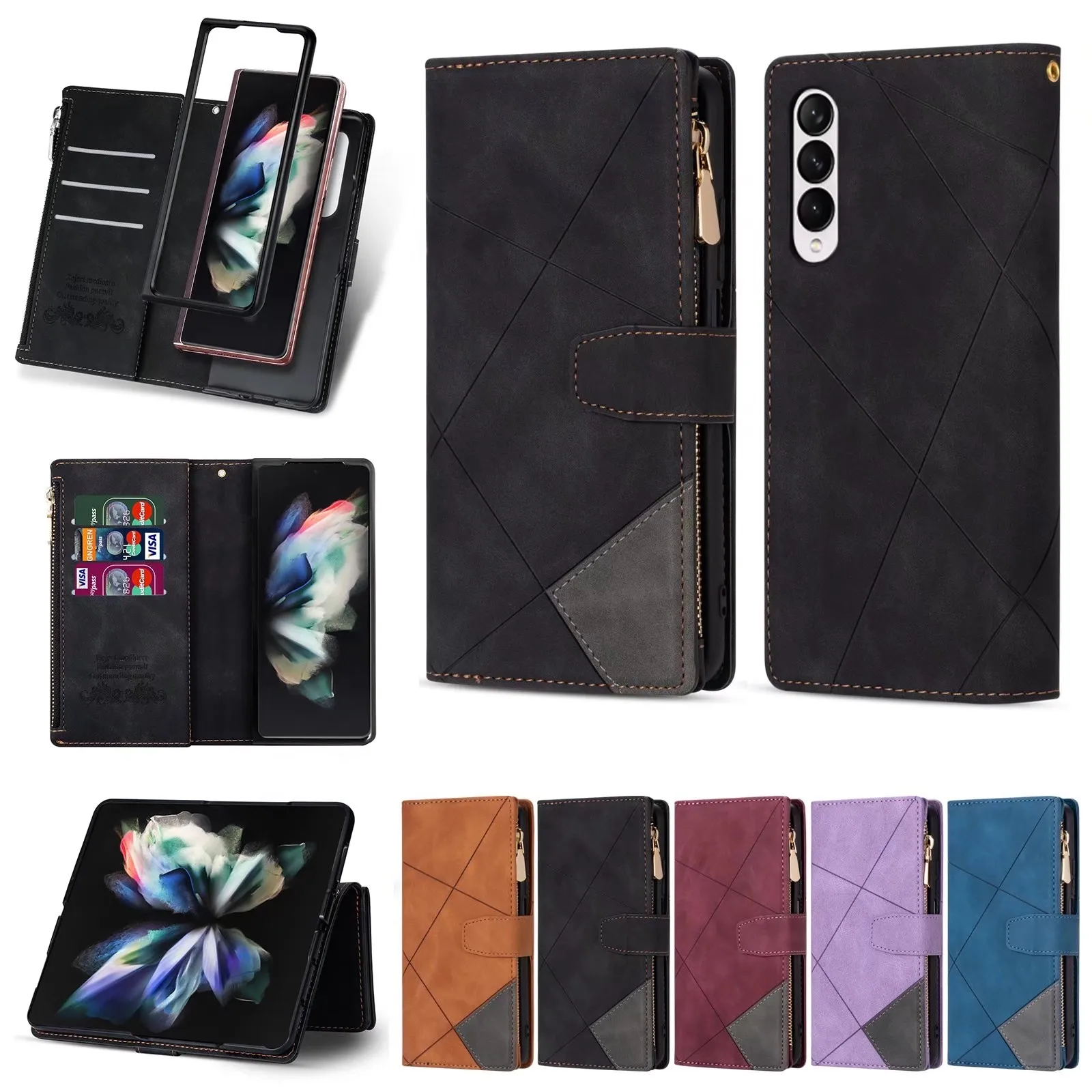 Zipper Line Stitching Doka Wallet Leather Case For Samsung Galaxy Z Flip3 5G Hand Strap Card Holder Cover
Zipper Line Stitching Doka Wallet Leather Case For Samsung Galaxy Z Flip3 5G Hand Strap Card Holder Cover