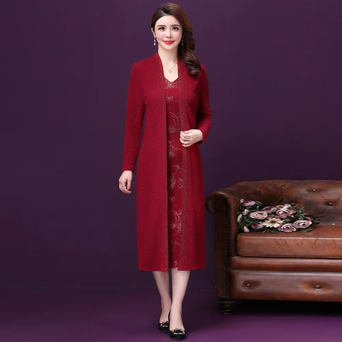 2019 Autumn New Brand Fashion Style Middle Aged Mother High Noble Elegant Temperament Slim Banquet Fake Two Piece Lady Dresses
2019 Autumn New Brand Fashion Style Middle Aged Mother High Noble Elegant Temperament Slim Banquet Fake Two Piece Lady Dresses