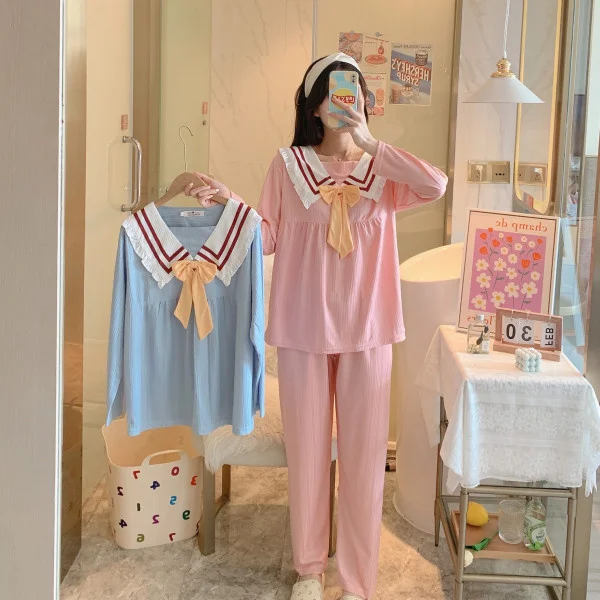 Пижама женская с длинным рукавом и бантом, Осень-зима
Пижама женская с длинным рукавом и бантом, Осень-зима