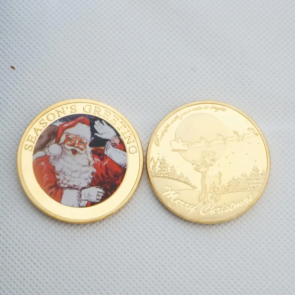 

Санта-Клаус, желающая монета, Счастливого Рождества, коллекционная Серебряная позолоченная сувенирная монета, Санта-Клаус, узор, коллекция ...