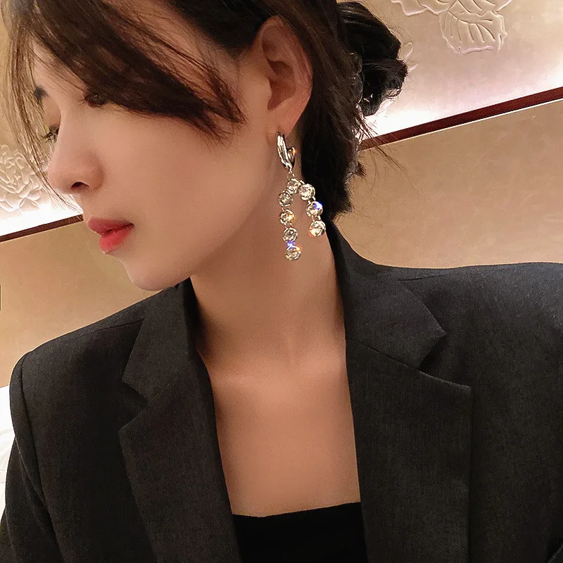 Shiny Rhinestone Zircon Drop Long Earrings 2020 New Fashion Simple Temperament Earings Jewelry Korean Ins Style | Украшения и