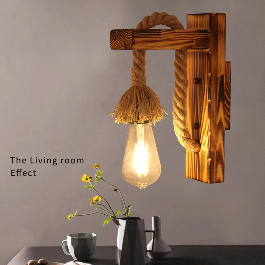 American Vintage Wood Hemp Rope LED Wall Lamp Retro Industrial Bedroom Wall Light Decor Restaurant Cafe Bar Aisle Corridor Light
American Vintage Wood Hemp Rope LED Wall Lamp Retro Industrial Bedroom Wall Light Decor Restaurant Cafe Bar Aisle Corridor Light