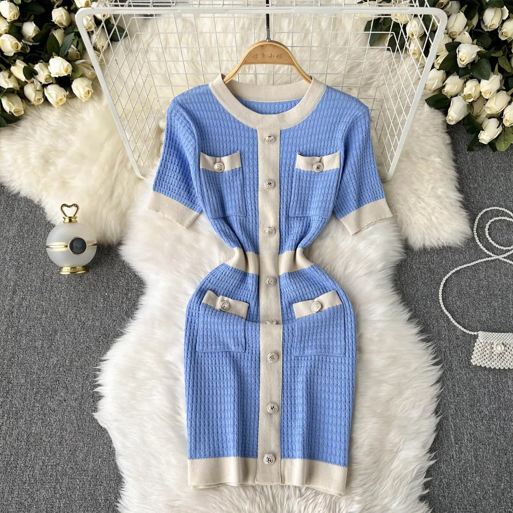 Summer Fashion Streetwear Sweater Dress Sexy Bodycon Knitted Dress Women Short Sleeve O Neck Elastic Slim Dresses
Summer Fashion Streetwear Sweater Dress Sexy Bodycon Knitted Dress Women Short Sleeve O Neck Elastic Slim Dresses