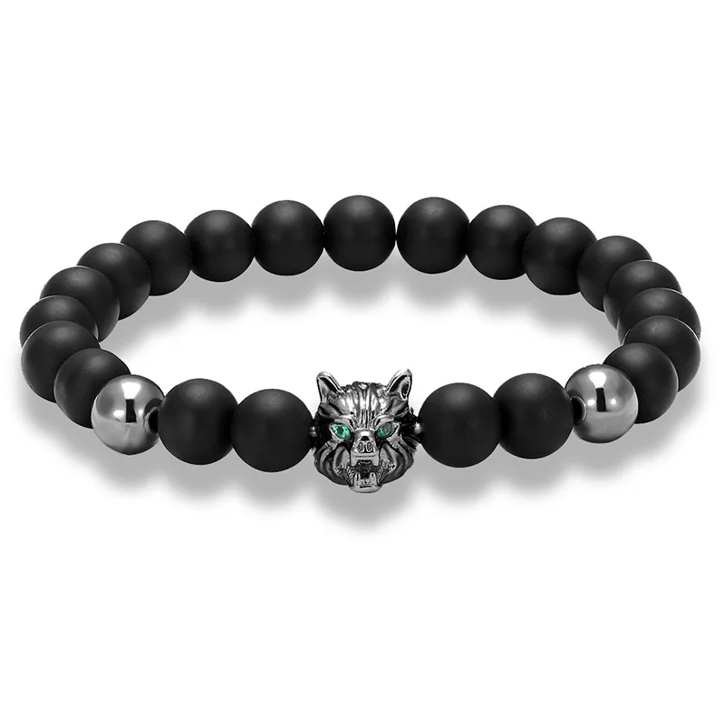 Men's Fashion Charm Zircon Wolf Head Beaded Bracelet Lovers Jewelry Frosted Stone Elastic Line Women's Bracelet Jewelry Wholesal
Men's Fashion Charm Zircon Wolf Head Beaded Bracelet Lovers Jewelry Frosted Stone Elastic Line Women's Bracelet Jewelry Wholesal