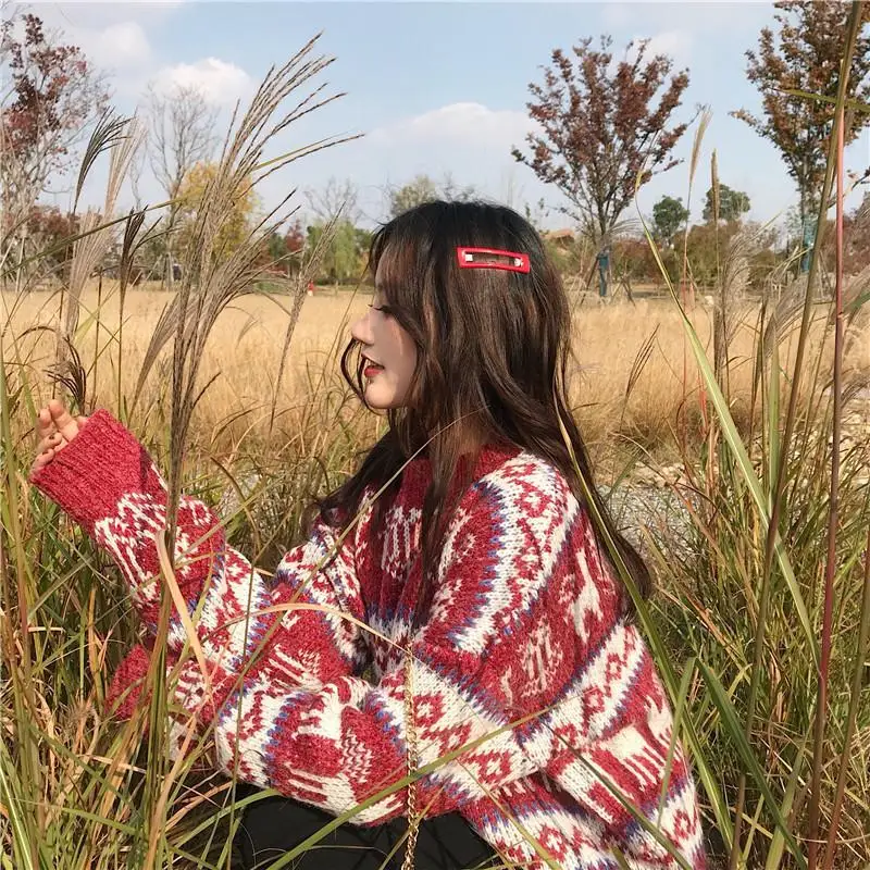 Autumn and winter 2021 new style retro loose ancient medium length Pullover thickened Christmas red sweater for women
Autumn and winter 2021 new style retro loose ancient medium length Pullover thickened Christmas red sweater for women