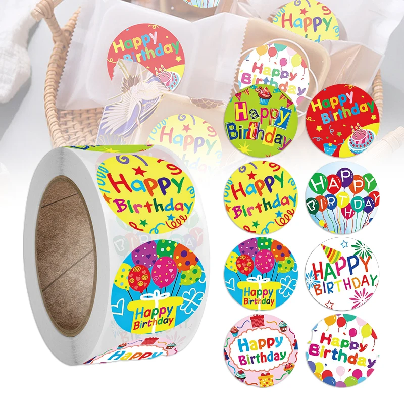 Colorful Happy Birthday Stickers Roll 500-Count Stickers Round Birthday Gift Decoration Cute Stationery Stickers Labels QJY99
Colorful Happy Birthday Stickers Roll 500-Count Stickers Round Birthday Gift Decoration Cute Stationery Stickers Labels QJY99