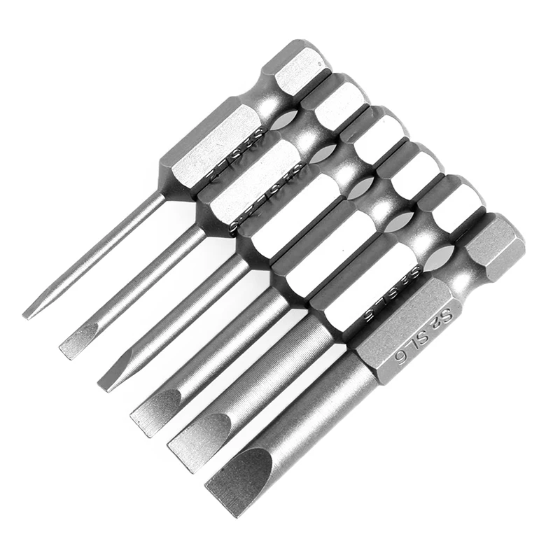 6Pcs/Set 50mm 2.0-6.0mm Flat Head Slotted Tip Screwdrivers Bits 
6Pcs/Set 50mm 2.0-6.0mm Flat Head Slotted Tip Screwdrivers Bits