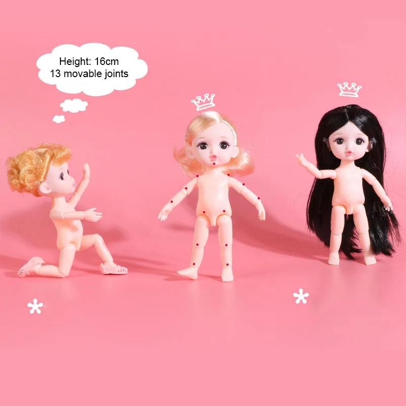 Новинка 16 см Bjd кукла 1/12 13 суставов 3D глаз поцелуй рот Мини Принцесса детские