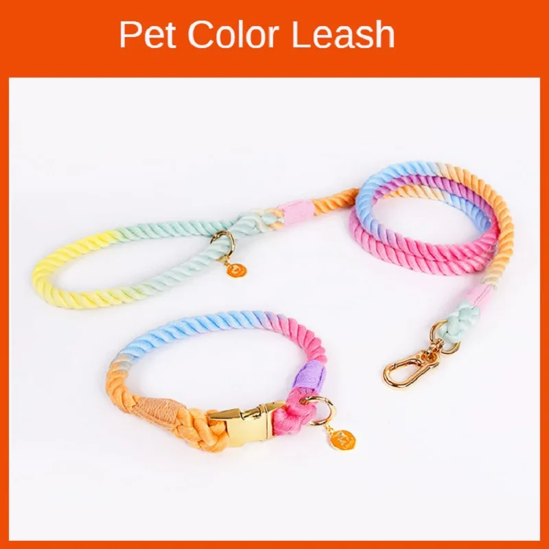 150/120cm Traction Leash Woven Gradient Color Cotton Rope Dog Pet Traction Rope Collar Sets Medium Large Dog Collar Accessories
150/120cm Traction Leash Woven Gradient Color Cotton Rope Dog Pet Traction Rope Collar Sets Medium Large Dog Collar Accessories