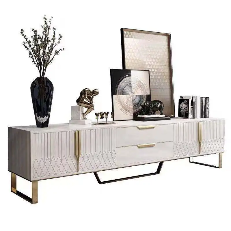 Light luxury coffee table TV cabinet combination post-modern stainless steel glaze gilded living room Simple cabinet
Light luxury coffee table TV cabinet combination post-modern stainless steel glaze gilded living room Simple cabinet