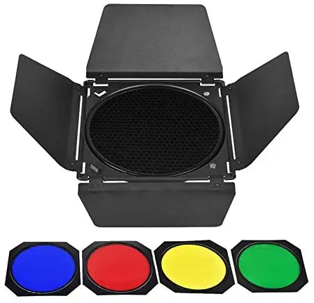 Godox BD-04 двери сарая и сеткой в форме сот и 4 цвета гель фильтры совместимый для Стандартный отражатели комплект аксессуаров
Godox BD-04 двери сарая и сеткой в форме сот и 4 цвета гель фильтры совместимый для Стандартный отражатели комплект аксессуаров
