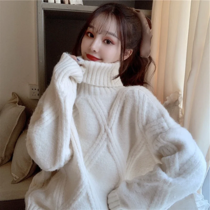 Fashion Retro Twist Knitted Sweater Women's Casual High Neck Sweater Loose Long Sleeve Imitation Cashmere Sweater Women's Solid
Fashion Retro Twist Knitted Sweater Women's Casual High Neck Sweater Loose Long Sleeve Imitation Cashmere Sweater Women's Solid