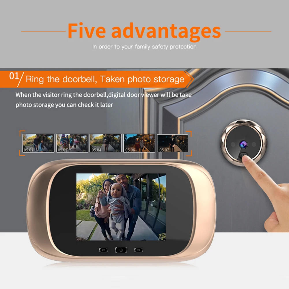 

DD1 2.8 inch TFT LCD Screen Digital Doorbell 0.3MP IR Night Vision Electronic Door Peephole Camera Viewer Door Bell