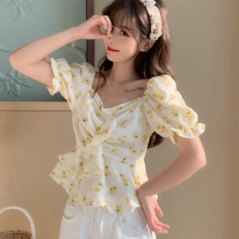 Шифоновая рубашка для женщин, плиссированная короткая блузка с длинным рукавом и оборками, топы, женские короткие блузы, блузки с цветочным ... 
Шифоновая рубашка для женщин, плиссированная короткая блузка с длинным рукавом и оборками, топы, женские короткие блузы, блузки с цветочным ...