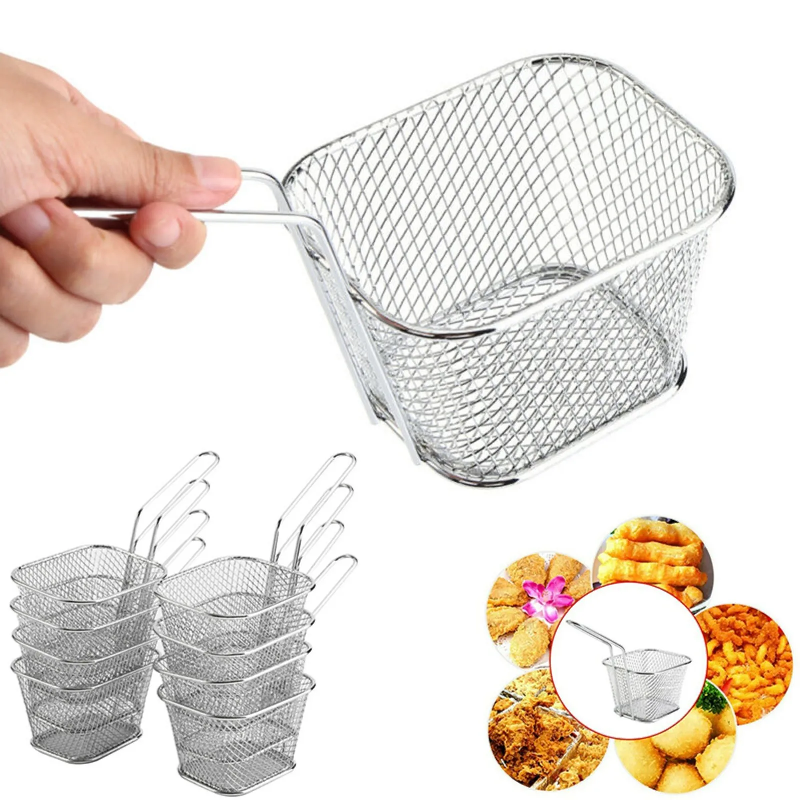 8Pcs Mini Stainless Steel Chips Deep Fry Baskets Food Presentation Strainer Potato Cooking Tool
8Pcs Mini Stainless Steel Chips Deep Fry Baskets Food Presentation Strainer Potato Cooking Tool