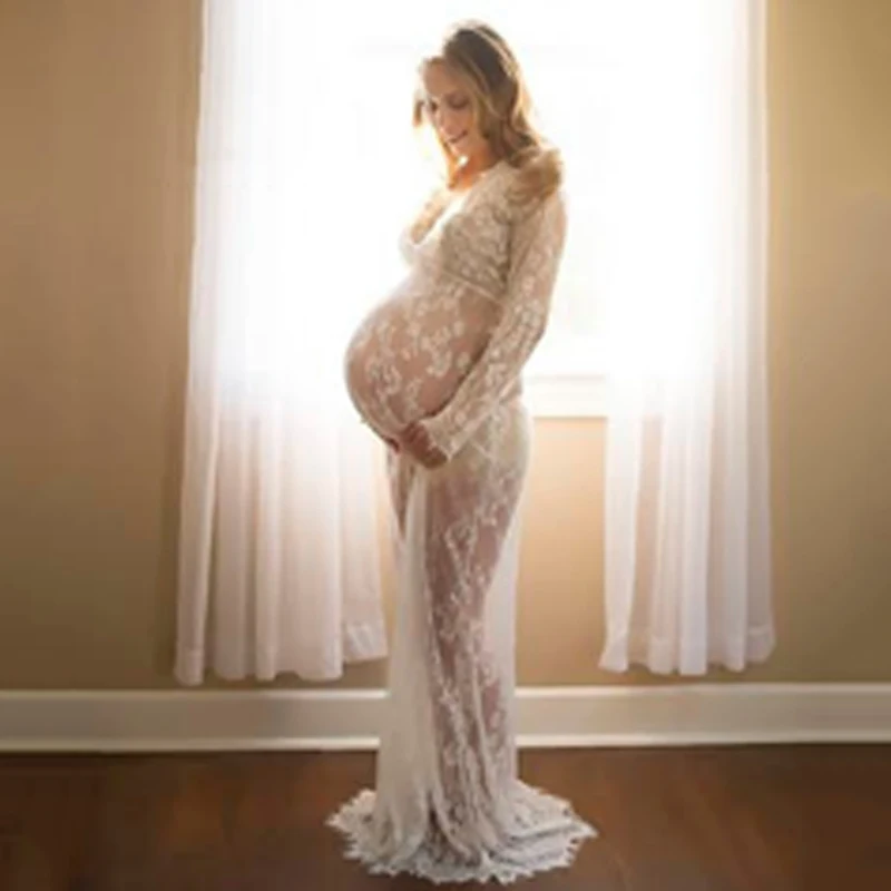 Lace Dress Pregnant Women Front Split Deep V Neck Maternity Gown Hollow Out Perspective Vestidos Maternity Photography Dresses
Lace Dress Pregnant Women Front Split Deep V Neck Maternity Gown Hollow Out Perspective Vestidos Maternity Photography Dresses