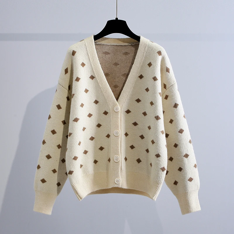 Vintage Argyle Knitted Women Sweater Cardigan Winter 2021 V-Neck Thicken Warm Female Outwear Coats Tops
Vintage Argyle Knitted Women Sweater Cardigan Winter 2021 V-Neck Thicken Warm Female Outwear Coats Tops