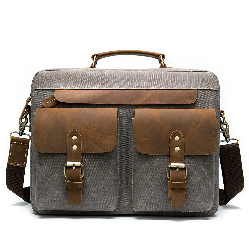 

Портфель мужской из кожи Крейзи Хорс, простая сумка для ноутбука в стиле ретро, модный саквояж на плечо, деловой чемоданчик 14 дюймов