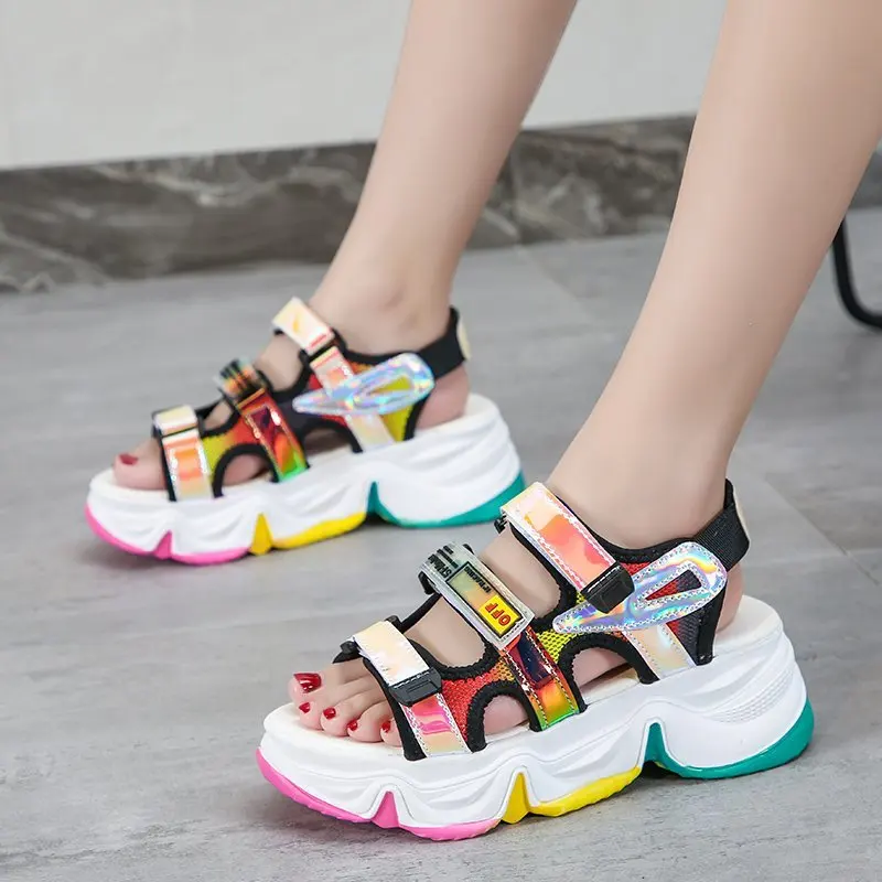 Platform Sandals Female Summer 2021 Women Thick Bottom Rainbow Sole Hook & Loop Shoe Wedge With Open Toe Platform Shoes
Platform Sandals Female Summer 2021 Women Thick Bottom Rainbow Sole Hook & Loop Shoe Wedge With Open Toe Platform Shoes