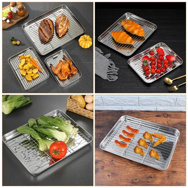 2Pcs Creative Practical Stainless Steel Plates Drain Dish Barbecue Pans for Home 
2Pcs Creative Practical Stainless Steel Plates Drain Dish Barbecue Pans for Home