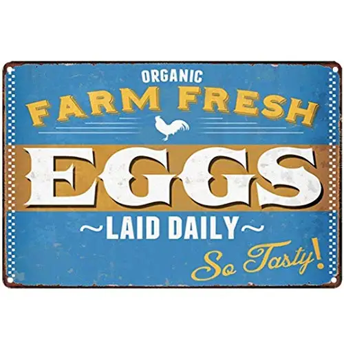 Original Retro Design Farm Fresh Eggs Tin Metal Signs Wall Art | Thick Tinplate Print Poster Wall Decoration for Kitchen/Mall
Original Retro Design Farm Fresh Eggs Tin Metal Signs Wall Art | Thick Tinplate Print Poster Wall Decoration for Kitchen/Mall
