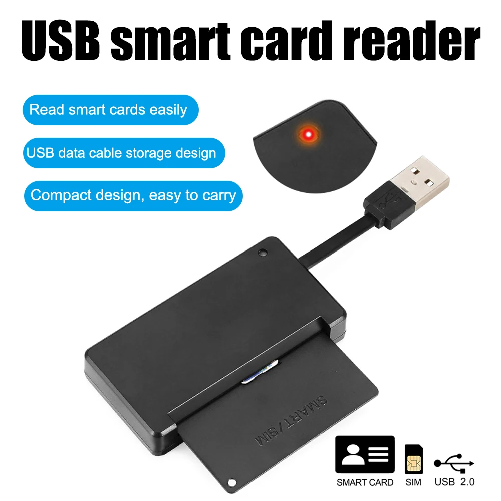 

Считыватель смарт-карт USB 2,0, карта памяти для электронной SIM-карты, чип для идентификации, банковский соединитель, адаптер для ПК, компьютера...