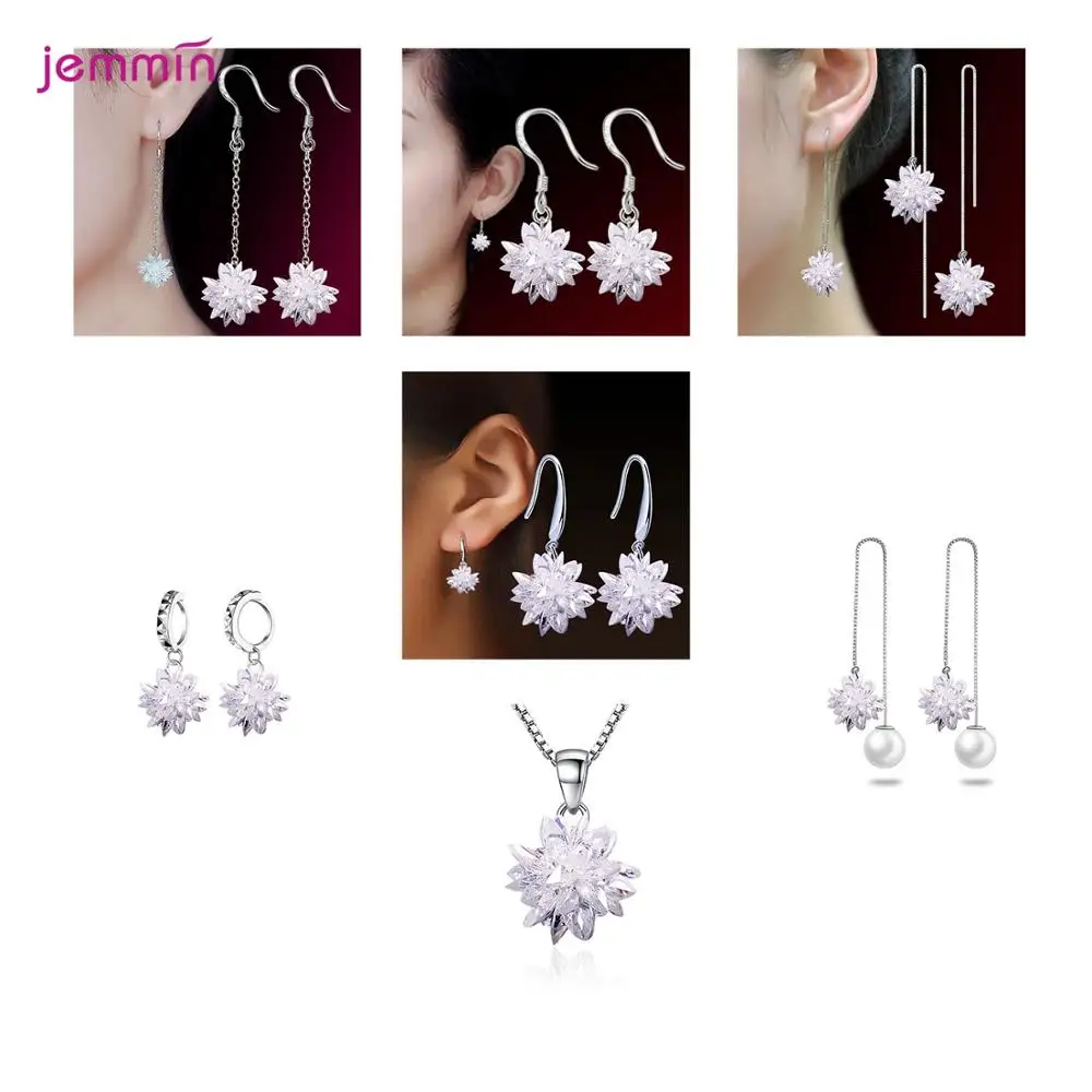 New Shiny Crystals 925 Sterling Silver Ice flower Jewerly Sets Drop Earrings Necklaces Pendants For Wedding/Engagement Party
New Shiny Crystals 925 Sterling Silver Ice flower Jewerly Sets Drop Earrings Necklaces Pendants For Wedding/Engagement Party