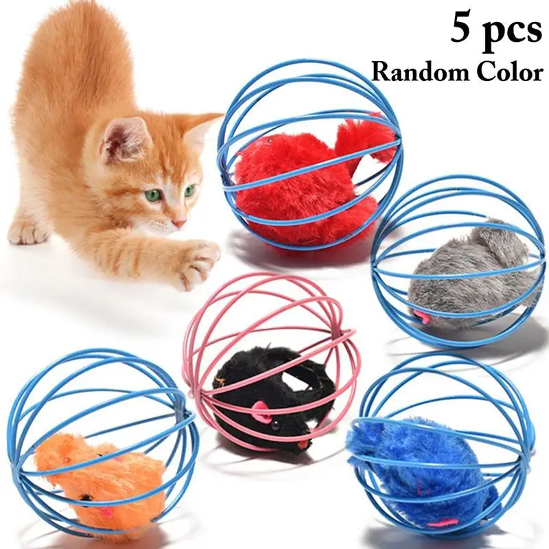 

5Pcs/Set Cat Toys Creative Mice Decor Cat Interactive Toys Kitten Play Ball Cat Rattle Toy Pet Supplies Random Color
