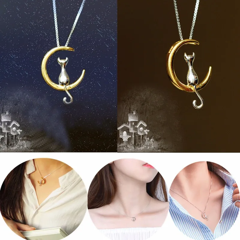 Fashion Fine 925 Silver Cats Moon Pendant Necklace Romantic Charm Alloy Chain Necklaces Cute Women Jewelry Gifts Accessories
Fashion Fine 925 Silver Cats Moon Pendant Necklace Romantic Charm Alloy Chain Necklaces Cute Women Jewelry Gifts Accessories
