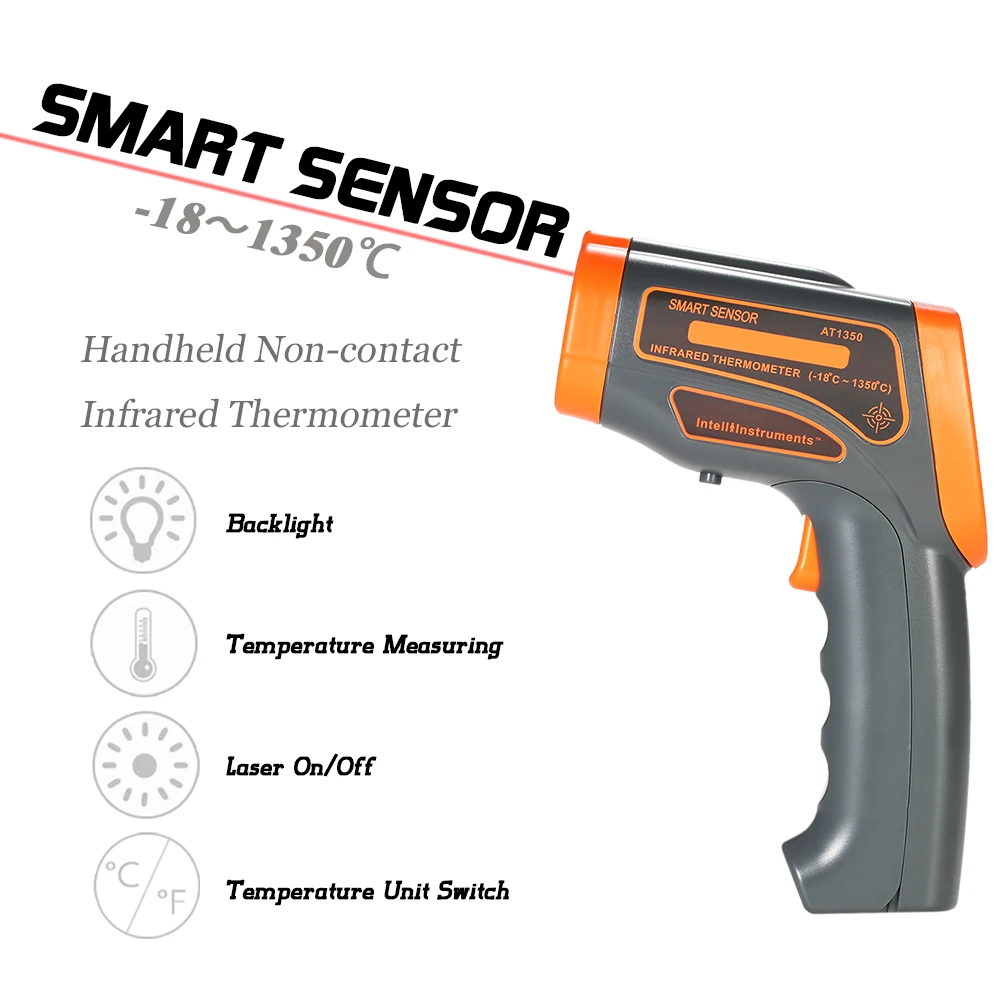 Infrared Thermometer Digital Laser Thermometer Temperature Gun -18~1650 with Adjustable Emissivity LCD Display Pyrometer
Infrared Thermometer Digital Laser Thermometer Temperature Gun -18~1650 with Adjustable Emissivity LCD Display Pyrometer