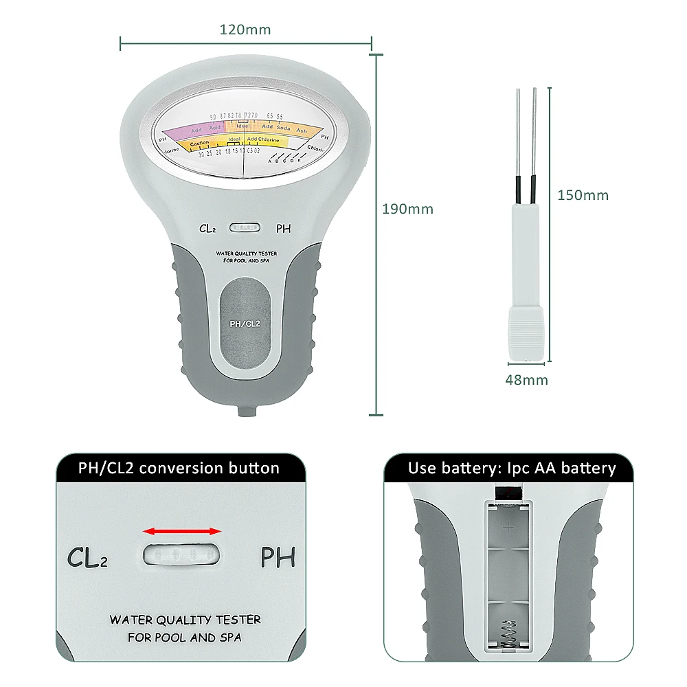 Swimming Pool Water Quality Tester PC102 PH Chlorine Meter Tester Water Quality Testing Device Tools For Pool Aquarium Portable
Swimming Pool Water Quality Tester PC102 PH Chlorine Meter Tester Water Quality Testing Device Tools For Pool Aquarium Portable