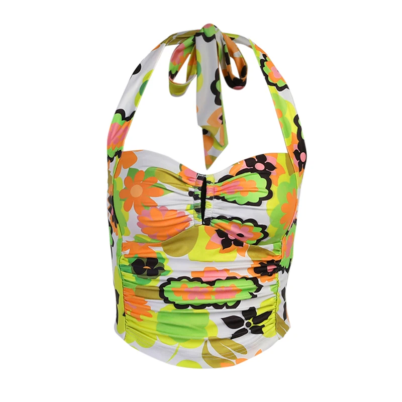 InstaHot 2021 Summer Crop Top Backless Halter Floral Printed Bandage Ruched Casual Sexy Party Top Streetwear Tie Dye Female Cami
InstaHot 2021 Summer Crop Top Backless Halter Floral Printed Bandage Ruched Casual Sexy Party Top Streetwear Tie Dye Female Cami