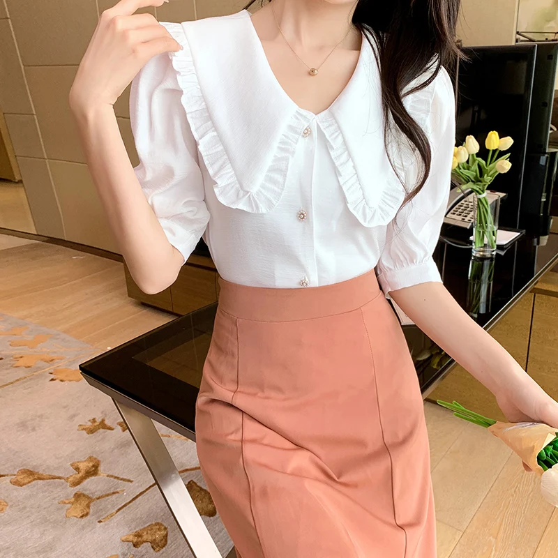 women blouse OL style chiffon short-sleeved shirt 2210#
women blouse OL style chiffon short-sleeved shirt 2210#
