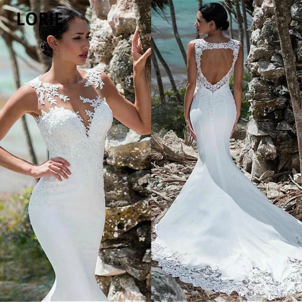 LORIE Elegant Lace Appliques with Sequined Wedding Dresses Mermaid Sleeveless Open Back Bridal Gowns Princess Wedding Gowns
LORIE Elegant Lace Appliques with Sequined Wedding Dresses Mermaid Sleeveless Open Back Bridal Gowns Princess Wedding Gowns